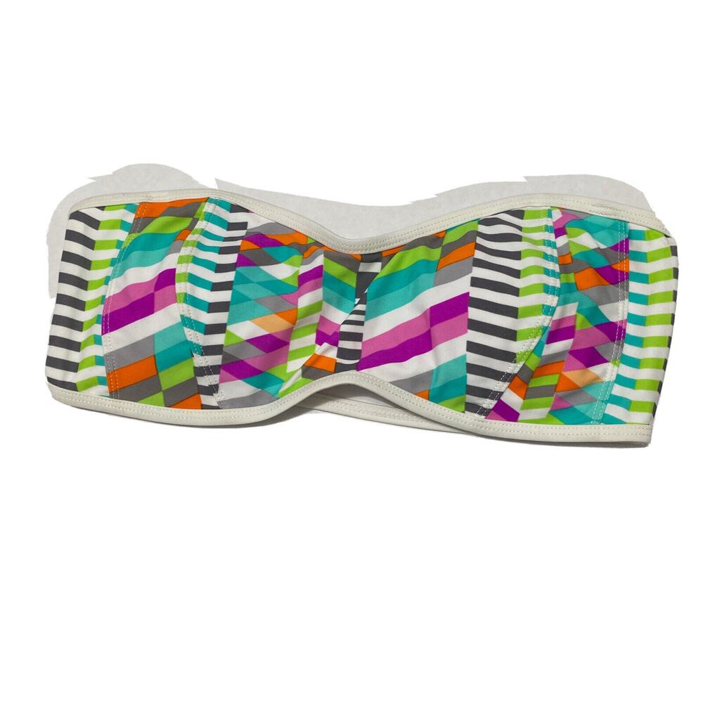 BP. Women Strapless Bandeau Halter Bikini Top Multi-color Size L (Missing Strap)